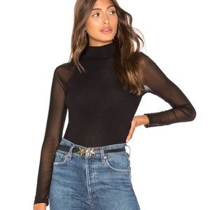 GENERATION LOVE Joelle Black Mesh Sleeve Ruched Sides Top XS
